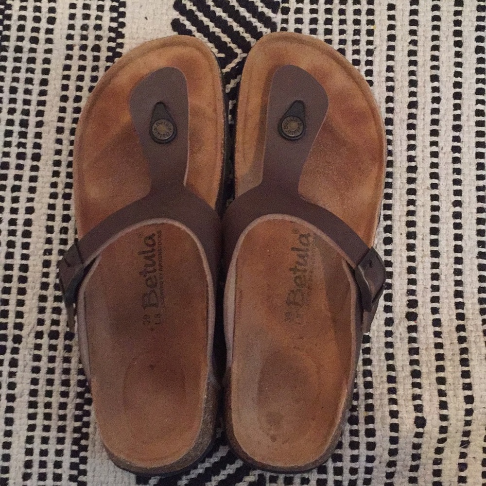 Betula by Birkenstock brown leather strap sandals